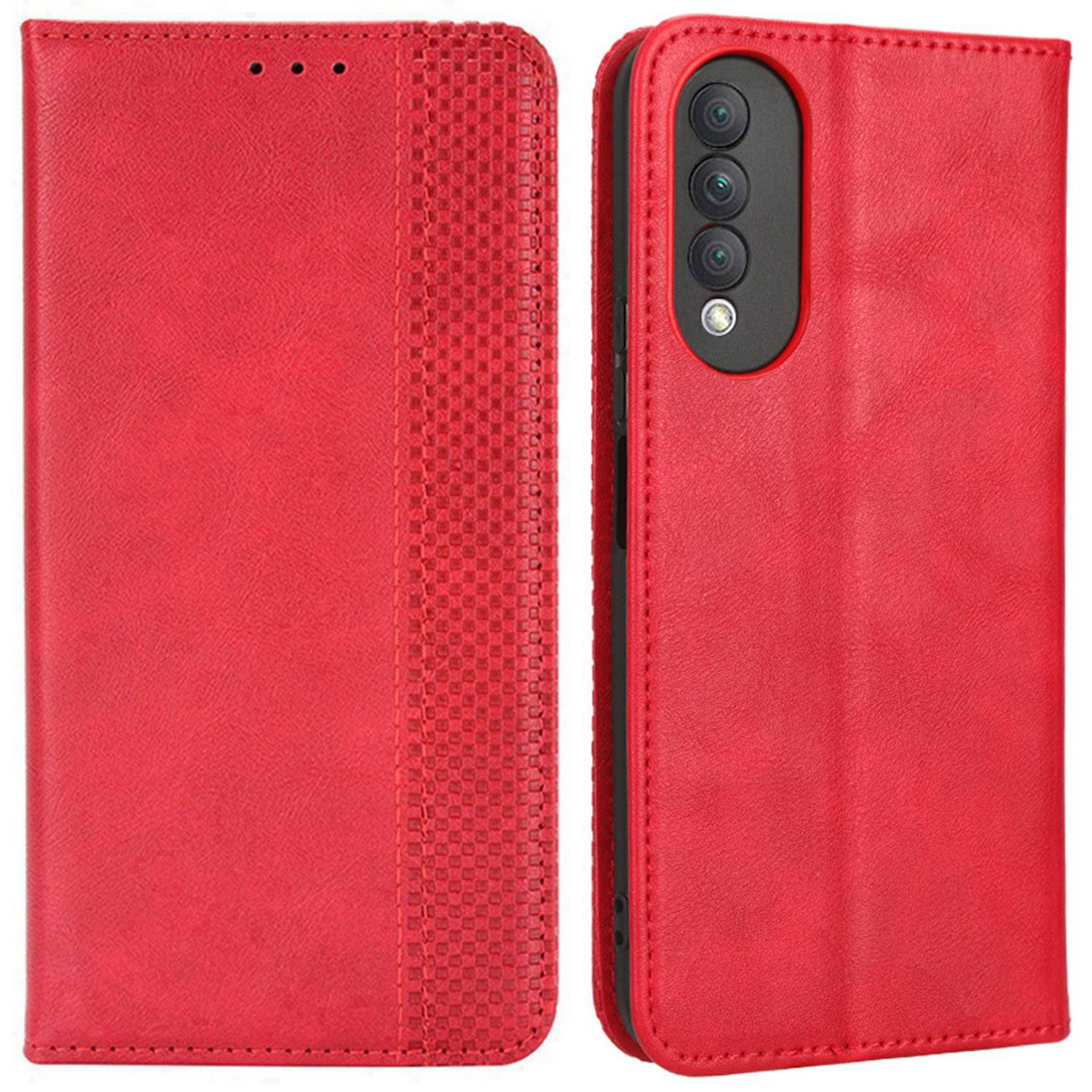 Retro Texture Imprinted Phone Case For Huawei nova 10z 4G / Honor X20 SE, PU Leather Wallet Stand Magnetic Auto-absorbed Anti-scratch Smartphone Cover