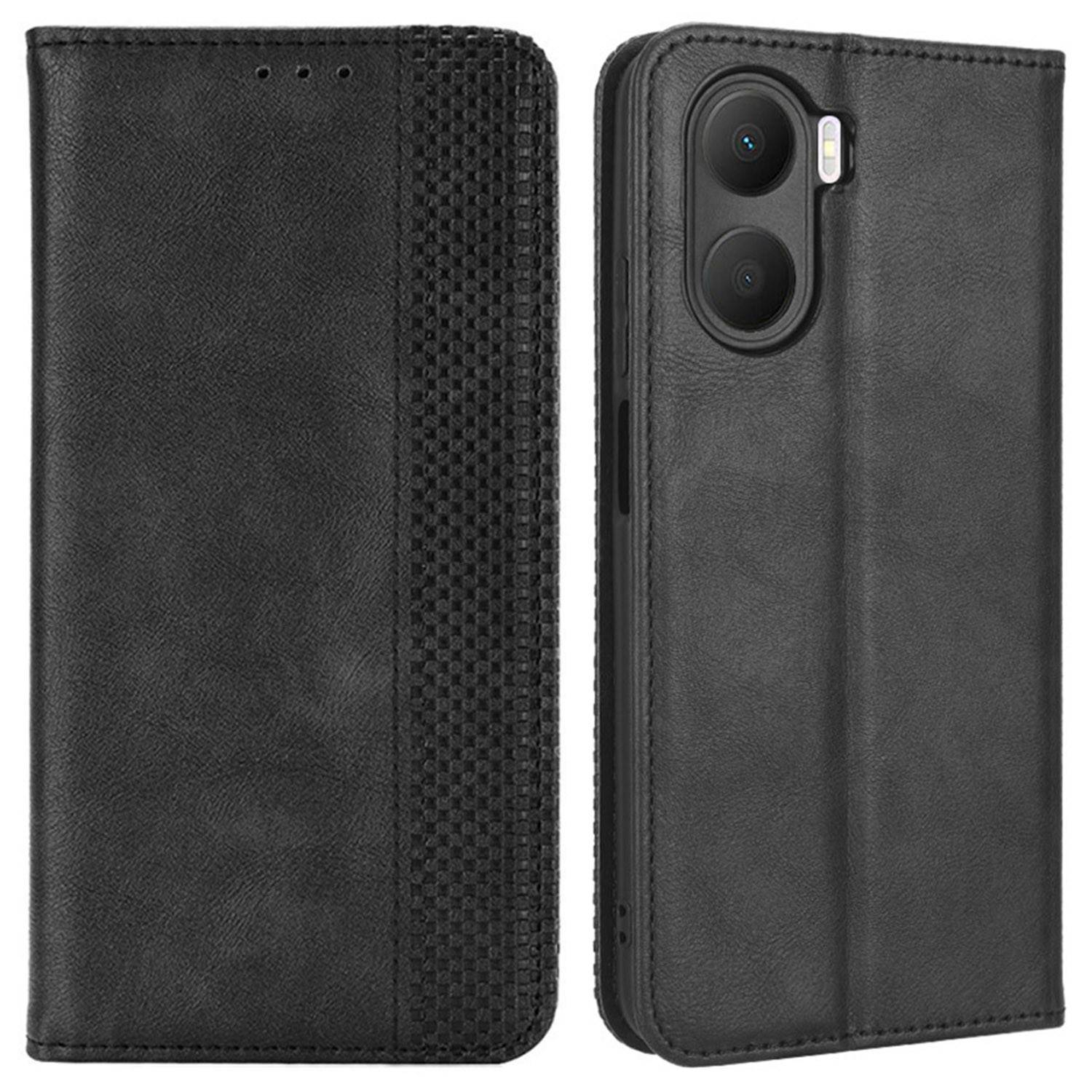 For Honor Play 40 Plus 5G Retro Texture Imprinted Pattern Shockproof Phone Case PU Leather Wallet Stand Magnetic Closure Cell Phone Cover