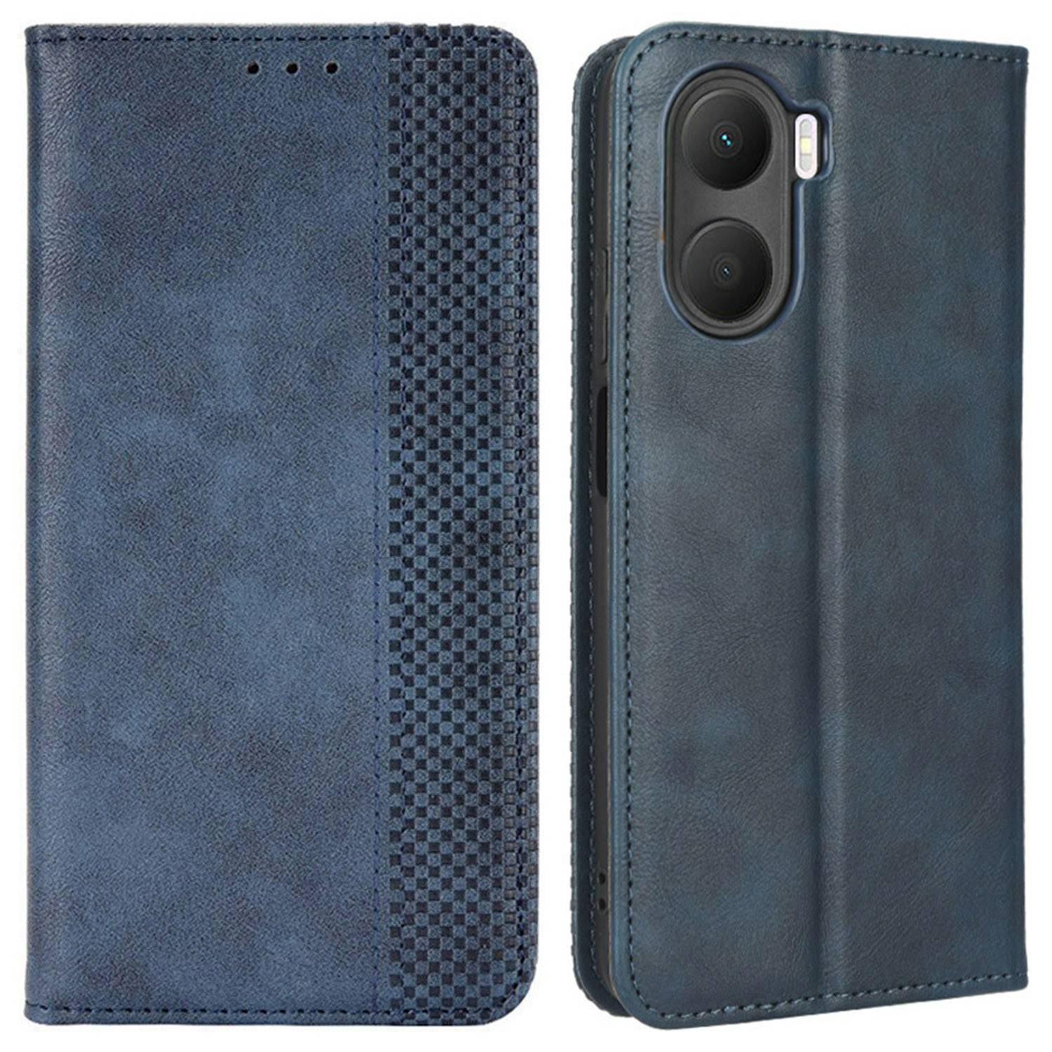 For Honor Play 40 Plus 5G Retro Texture Imprinted Pattern Shockproof Phone Case PU Leather Wallet Stand Magnetic Closure Cell Phone Cover
