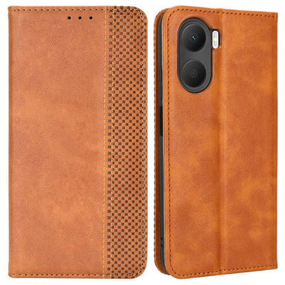 For Honor Play 40 Plus 5G Retro Texture Imprinted Pattern Shockproof Phone Case PU Leather Wallet Stand Magnetic Closure Cell Phone Cover