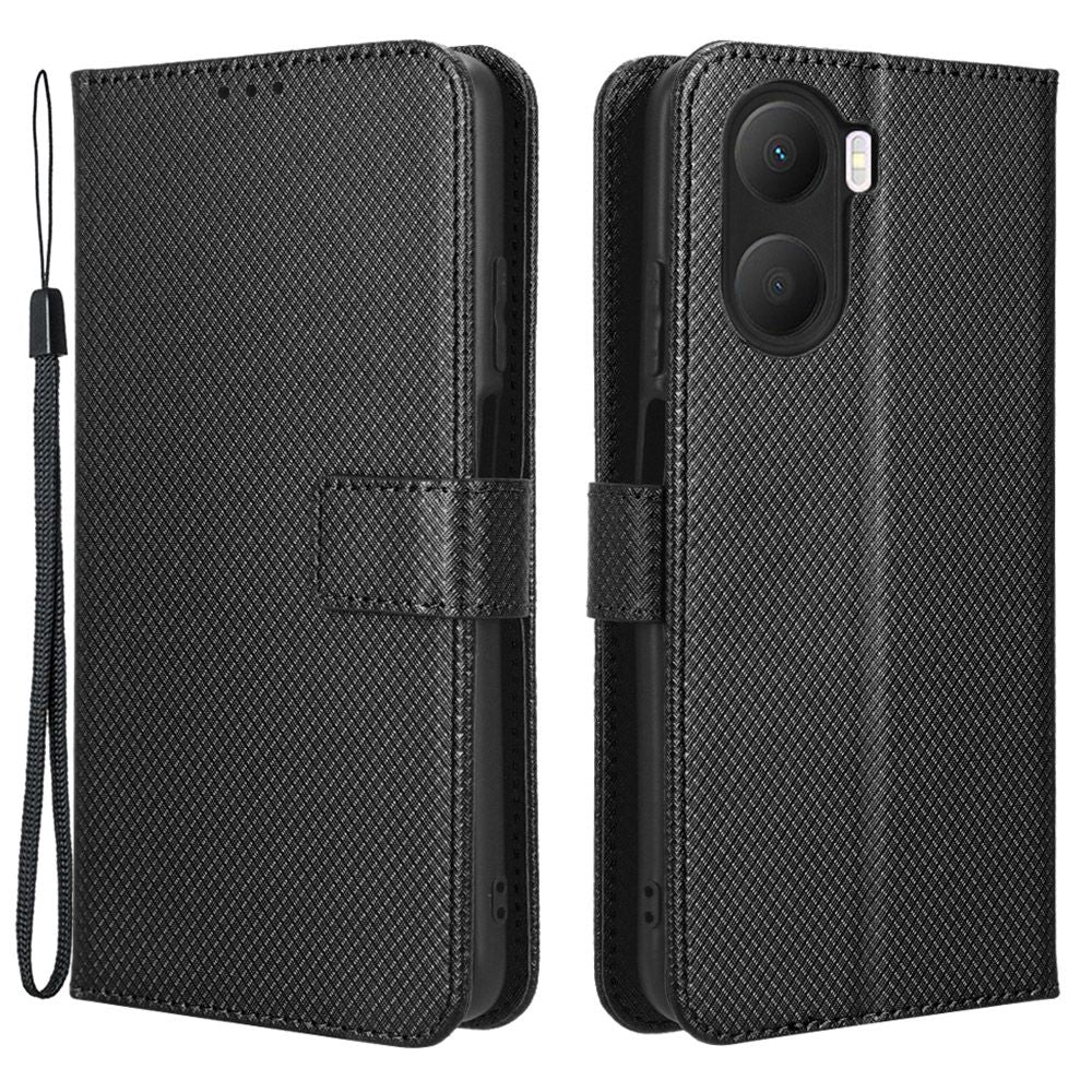 For Honor Play 40 Plus 5G Diamond Texture Full Coverage PU Leather Stand Magnetic Clasp Case Wallet Phone Cover