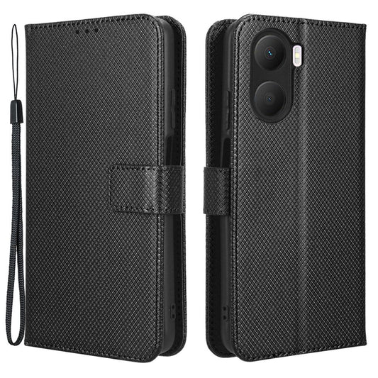 For Honor Play 40 Plus 5G Diamond Texture Full Coverage PU Leather Stand Magnetic Clasp Case Wallet Phone Cover