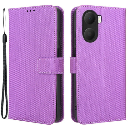 For Honor Play 40 Plus 5G Diamond Texture Full Coverage PU Leather Stand Magnetic Clasp Case Wallet Phone Cover