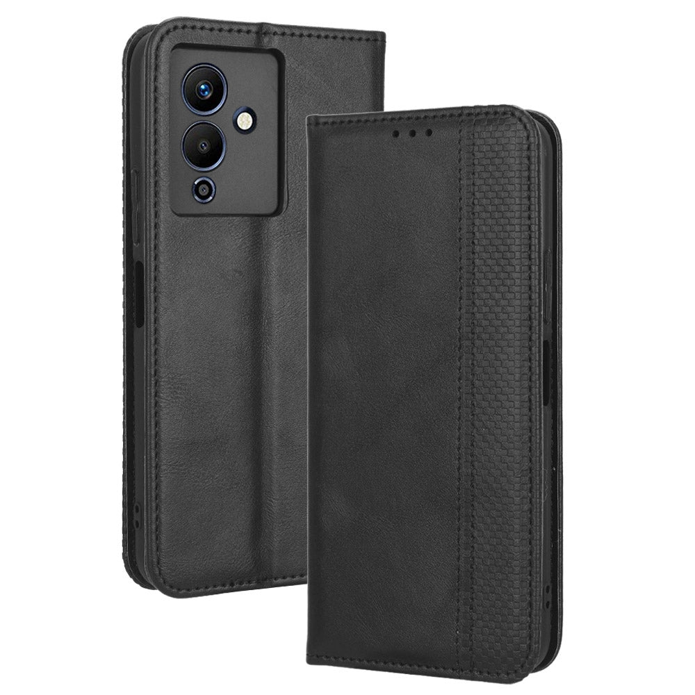 For Infinix Note 12 5G X671 / Note 12 Pro 5G X671B Retro Texture Wallet Case PU Leather Imprinted Pattern Stand Magnetic Absorption Phone Cover