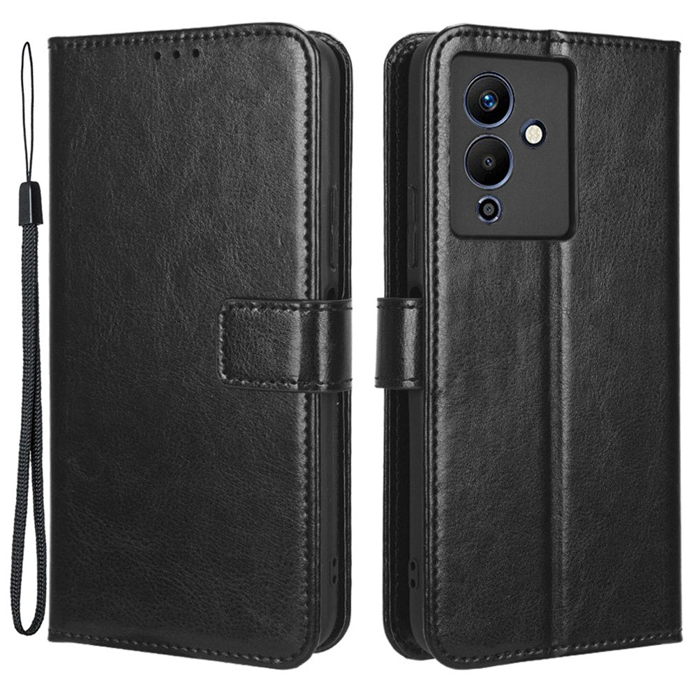 For Infinix Note 12 5G X671 / Note 12 Pro 5G X671B Flip Wallet Case Crazy Horse Texture PU Leather Stand Magnetic Phone Cover with Strap