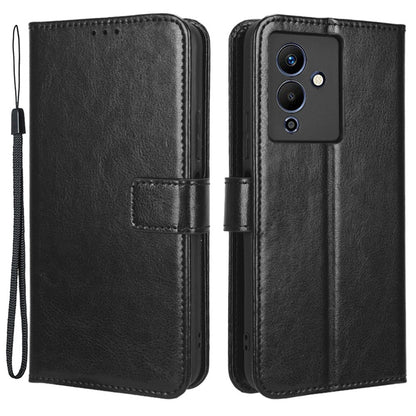 For Infinix Note 12 5G X671 / Note 12 Pro 5G X671B Flip Wallet Case Crazy Horse Texture PU Leather Stand Magnetic Phone Cover with Strap