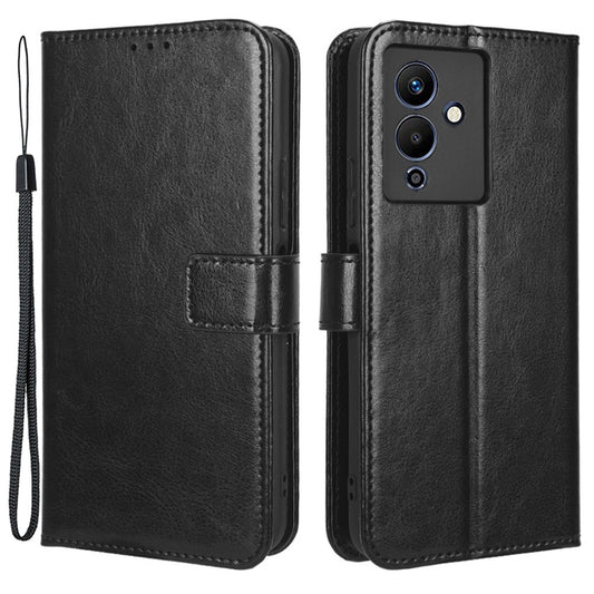 For Infinix Note 12 5G X671 / Note 12 Pro 5G X671B Flip Wallet Case Crazy Horse Texture PU Leather Stand Magnetic Phone Cover with Strap