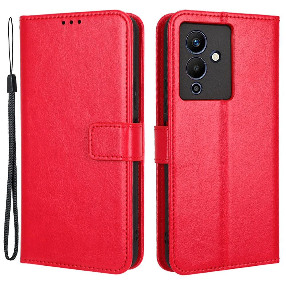 For Infinix Note 12 5G X671 / Note 12 Pro 5G X671B Flip Wallet Case Crazy Horse Texture PU Leather Stand Magnetic Phone Cover with Strap