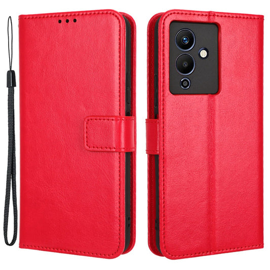 For Infinix Note 12 5G X671 / Note 12 Pro 5G X671B Flip Wallet Case Crazy Horse Texture PU Leather Stand Magnetic Phone Cover with Strap