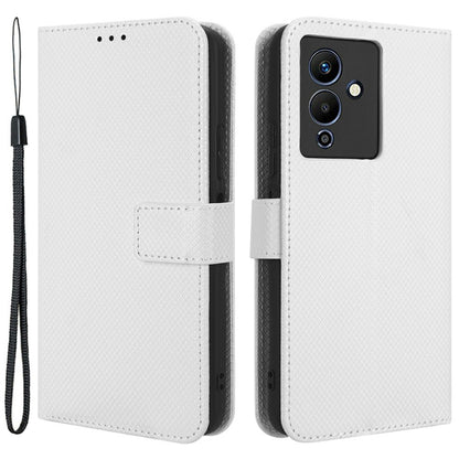 For Infinix Note 12 5G / Note 12 Pro 5G / X671 / X671B Diamond Texture Magnetic Closure Phone Case Stand Wallet Shockproof Phone Cover with Strap
