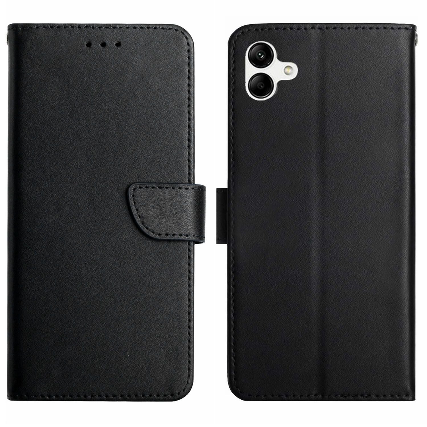For Samsung Galaxy A04e 4G HT02 Nappa Texture Wallet Case Strong Magnetic Clasp Genuine Leather Stand Function Flip Phone Cover