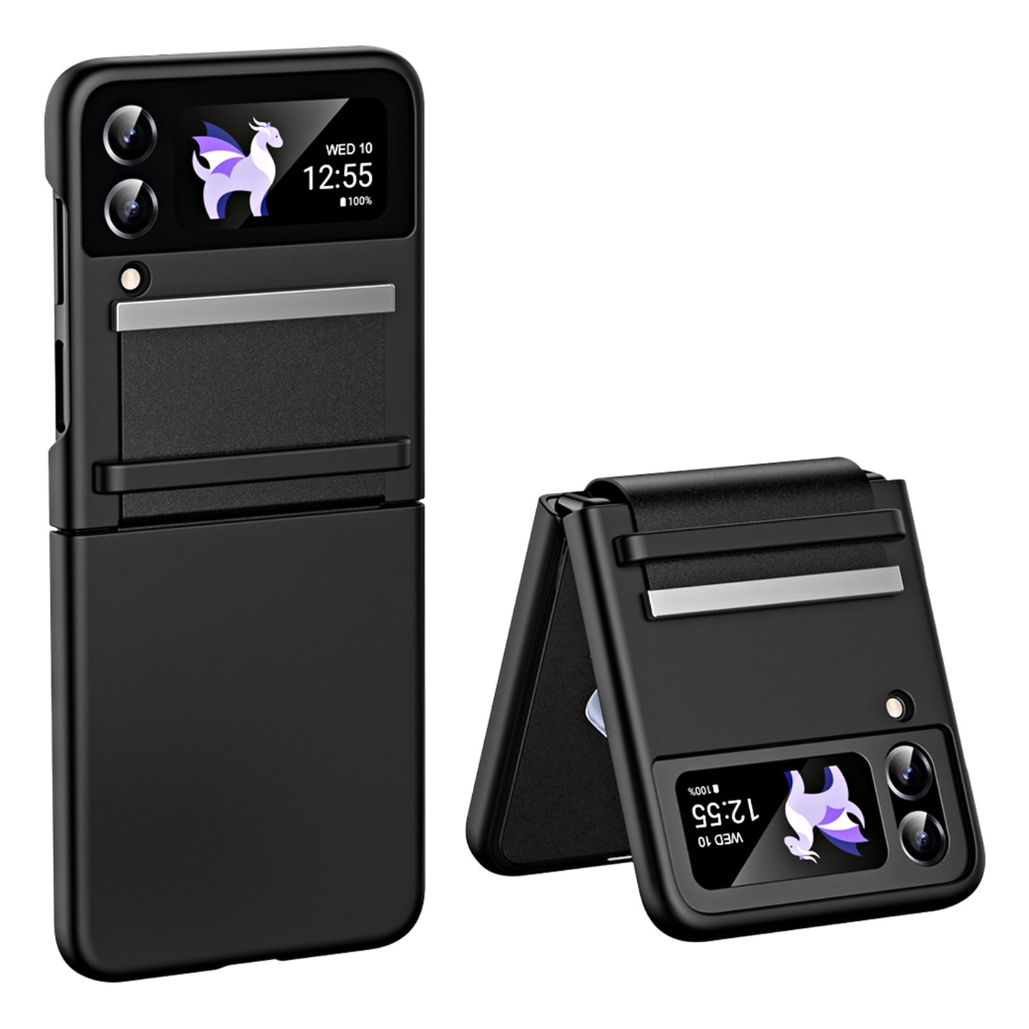 For Samsung Galaxy Z Flip4 5G Skin-touch PU Leather Coated PC Case Anti-drop Phone Cover with Retractable Hinge