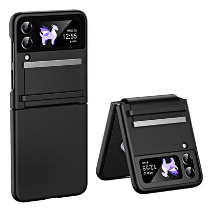 For Samsung Galaxy Z Flip4 5G Skin-touch PU Leather Coated PC Case Anti-drop Phone Cover with Retractable Hinge