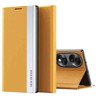 For Honor 70 5G Electroplating PU Leather Flip Stand Cover Magnetic Adsorption Phone Drop-proof Case