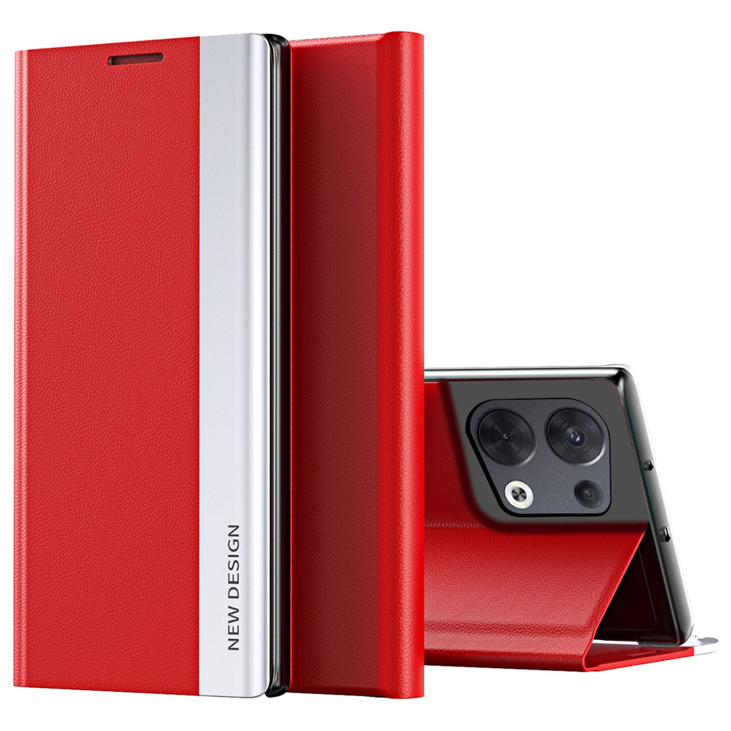 For Oppo Reno8 5G (Global Version) PU Leather Flip Stand Cover Electroplating Magnetic Absorption Fall-proof Phone Case