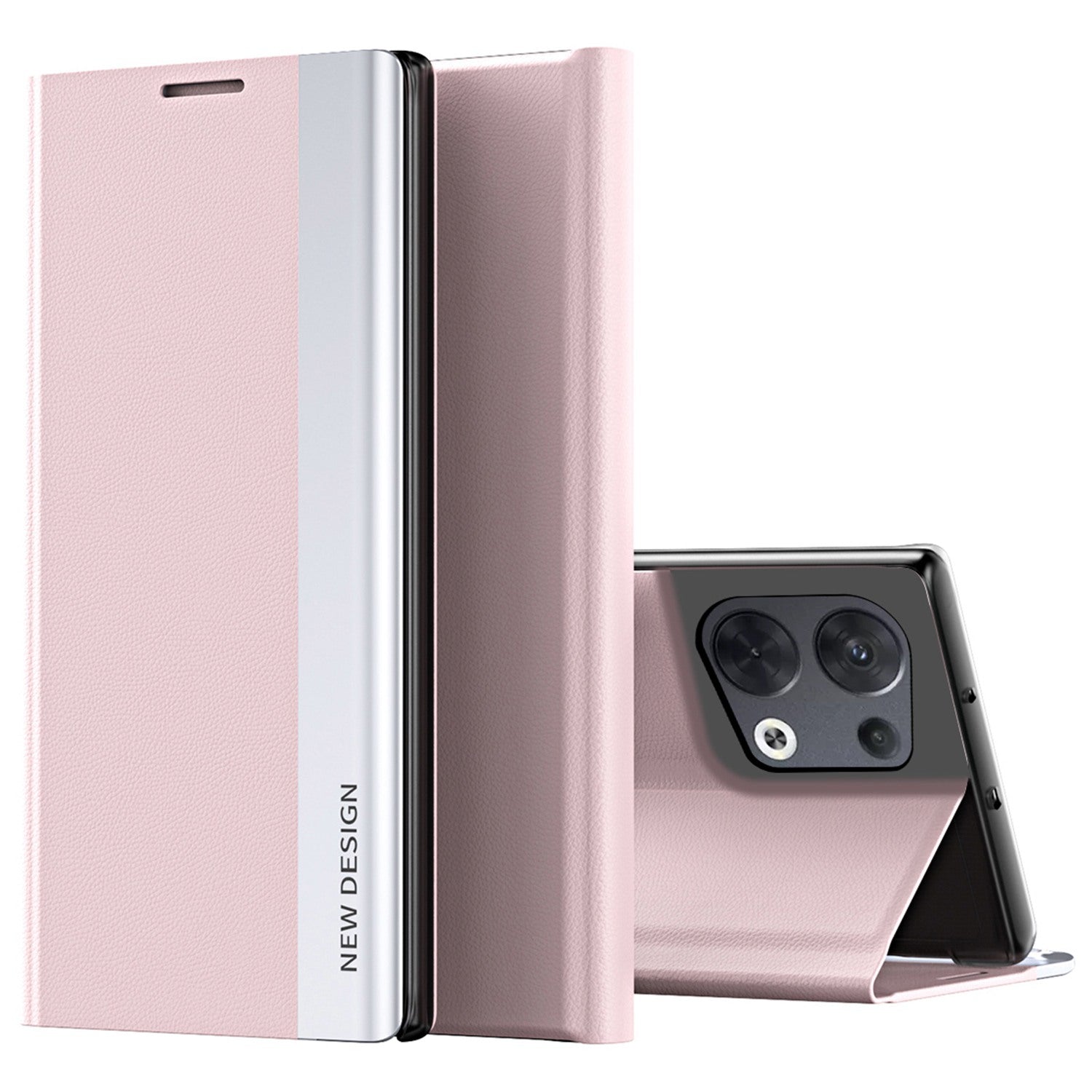 For Oppo Reno8 5G (Global Version) PU Leather Flip Stand Cover Electroplating Magnetic Absorption Fall-proof Phone Case