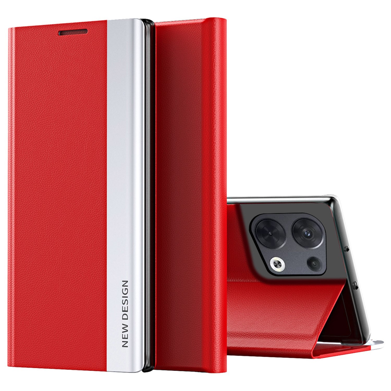 For Oppo Reno8 Pro+ 5G (Global Version) / Reno8 Pro 5G (Global Version) Collision Resistant PU Leather Flip Stand Cover Electroplating Magnetic Absorption Phone Case