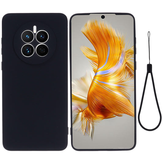 For Huawei Mate 50 4G Shockproof Protective Phone Case Soft Fiber Lining Anti-Scratch Liquid Silicone Cover with Strap