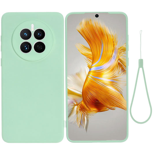 For Huawei Mate 50 4G Shockproof Protective Phone Case Soft Fiber Lining Anti-Scratch Liquid Silicone Cover with Strap