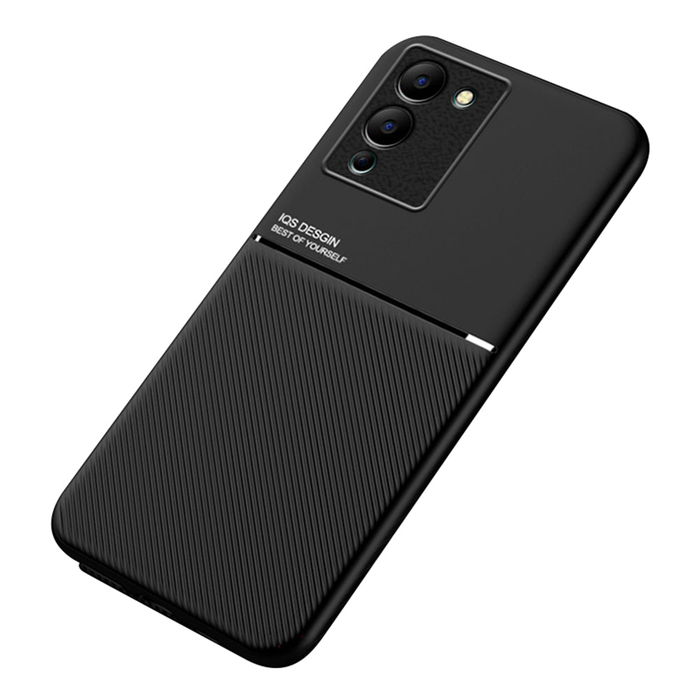 For Infinix Note 12 G96 4G Drop-proof Back Case, Lines Imprinted PU Leather+TPU Hybrid Shell with Built-in Metal Sheet