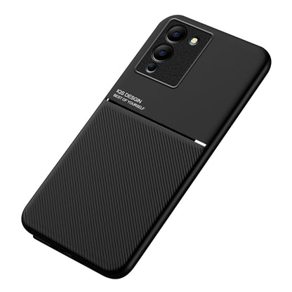 For Infinix Note 12 G96 4G Drop-proof Back Case, Lines Imprinted PU Leather+TPU Hybrid Shell with Built-in Metal Sheet