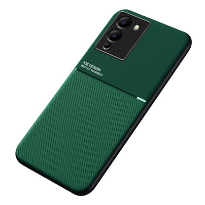 For Infinix Note 12 G96 4G Drop-proof Back Case, Lines Imprinted PU Leather+TPU Hybrid Shell with Built-in Metal Sheet