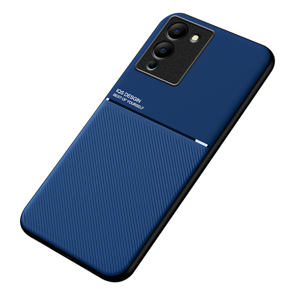 For Infinix Note 12 G96 4G Drop-proof Back Case, Lines Imprinted PU Leather+TPU Hybrid Shell with Built-in Metal Sheet