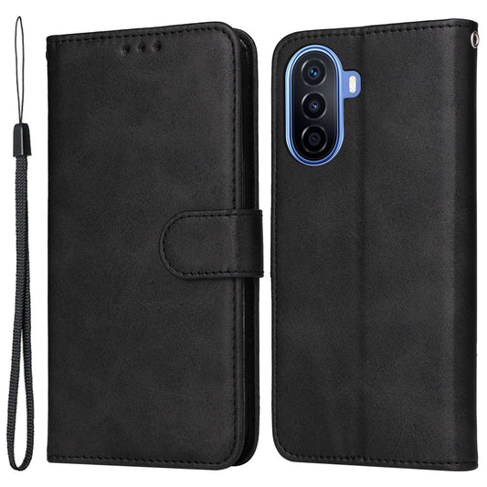 For Huawei Enjoy 50 / nova Y70 4G / nova Y70 Plus 4G Calf Texture Wallet Case PU Leather Flip Folio Stand Shockproof TPU Inner Shell Phone Cover