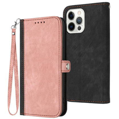YX0020 Smart Phone Case for iPhone 13 Pro 6.1 inch Bump Proof PU Leather Stand Dual Magnetic Clasp Phone Cover Shell with Strap
