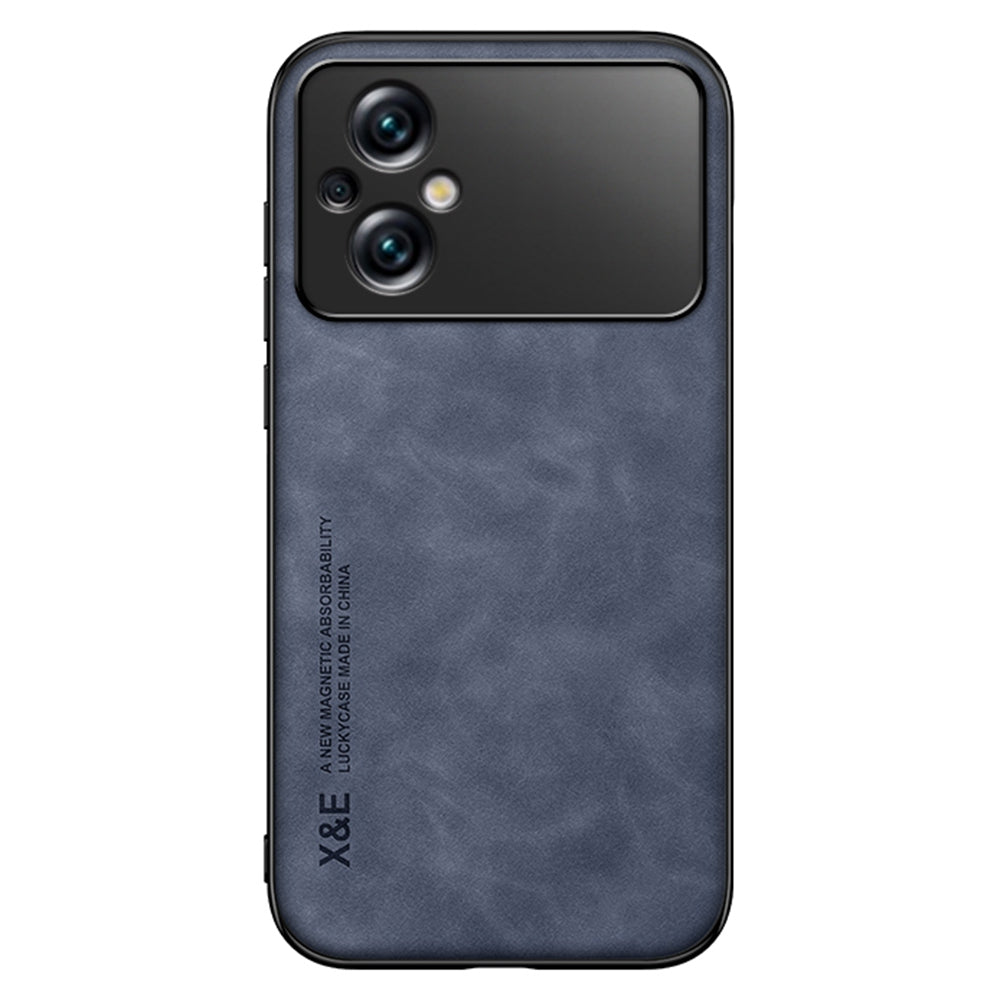 X&E Protective Slim Case for Xiaomi Poco M5 4G PU Leather Coated TPU+PC Cover Skin-Touch Phone Case Built-In Metal Sheet
