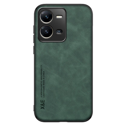 X&E Skin-Touch Phone Case for vivo V25 5G PU Leather TPU+PC Slim Case Anti-Drop Phone Cover Built-In Metal Sheet
