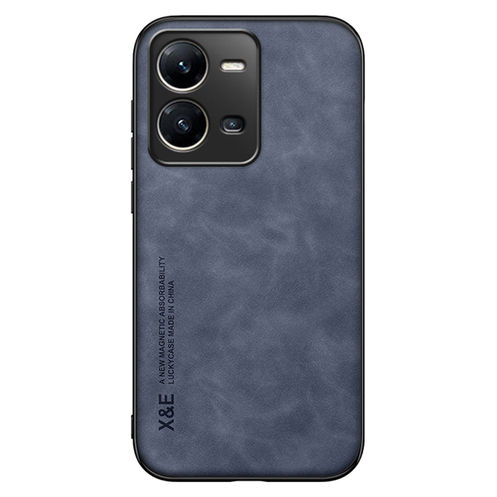 X&E Skin-Touch Phone Case for vivo V25 5G PU Leather TPU+PC Slim Case Anti-Drop Phone Cover Built-In Metal Sheet