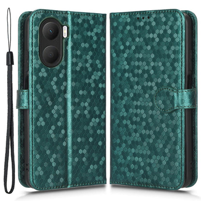 For Honor Play 40 Plus 5G Dot Pattern Imprinted PU Leather Case Stand Wallet Magnetic Flip Folio Phone Cover with Strap