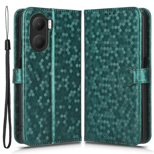 For Honor Play 40 Plus 5G Dot Pattern Imprinted PU Leather Case Stand Wallet Magnetic Flip Folio Phone Cover with Strap