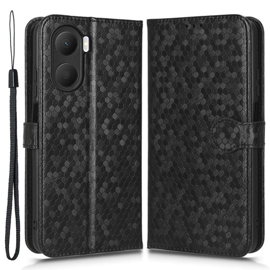For Honor Play 40 Plus 5G Dot Pattern Imprinted PU Leather Case Stand Wallet Magnetic Flip Folio Phone Cover with Strap