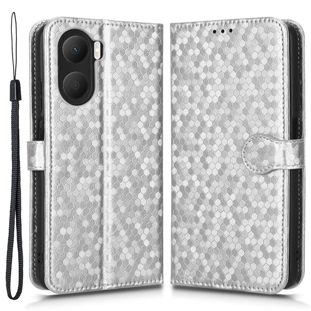 For Honor Play 40 Plus 5G Dot Pattern Imprinted PU Leather Case Stand Wallet Magnetic Flip Folio Phone Cover with Strap