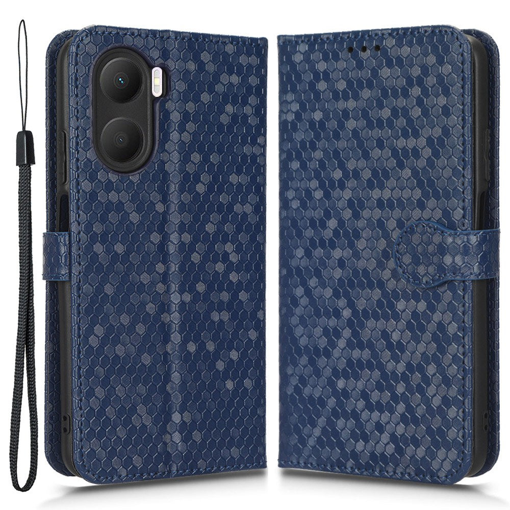 For Honor Play 40 Plus 5G Dot Pattern Imprinted PU Leather Case Stand Wallet Magnetic Flip Folio Phone Cover with Strap