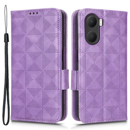 For Honor Play 40 Plus 5G Imprinted Triangle Pattern Stand Wallet Phone Case PU Leather Drop-proof Protective Cover with Hand Strap