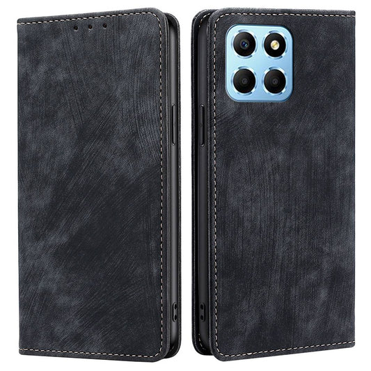 For Honor X8 5G / X6 4G PU Leather Wallet Stand Shockproof Case RFID Blocking Magnetic Auto-absorbed Phone Cover