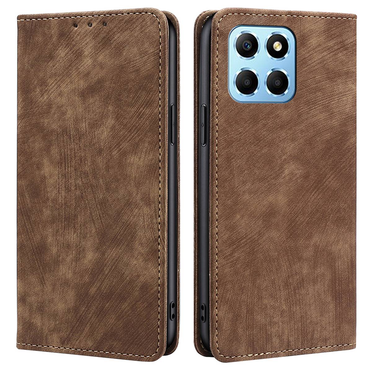 For Honor X8 5G / X6 4G PU Leather Wallet Stand Shockproof Case RFID Blocking Magnetic Auto-absorbed Phone Cover