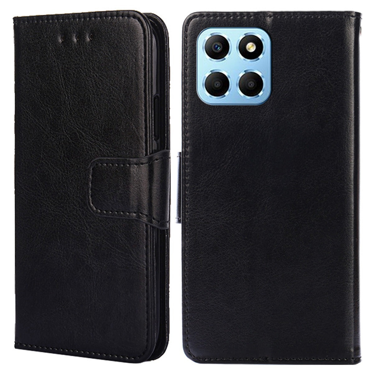 For Honor X8 5G / X6 4G Textured PU Leather Magnetic Clasp Phone Case Wallet Stand Drop-proof Inner TPU Cover