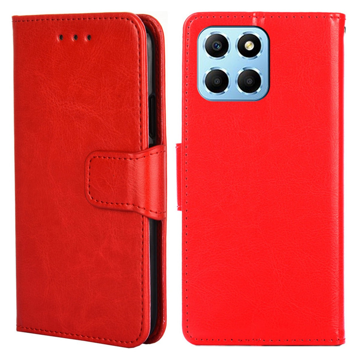 For Honor X8 5G / X6 4G Textured PU Leather Magnetic Clasp Phone Case Wallet Stand Drop-proof Inner TPU Cover
