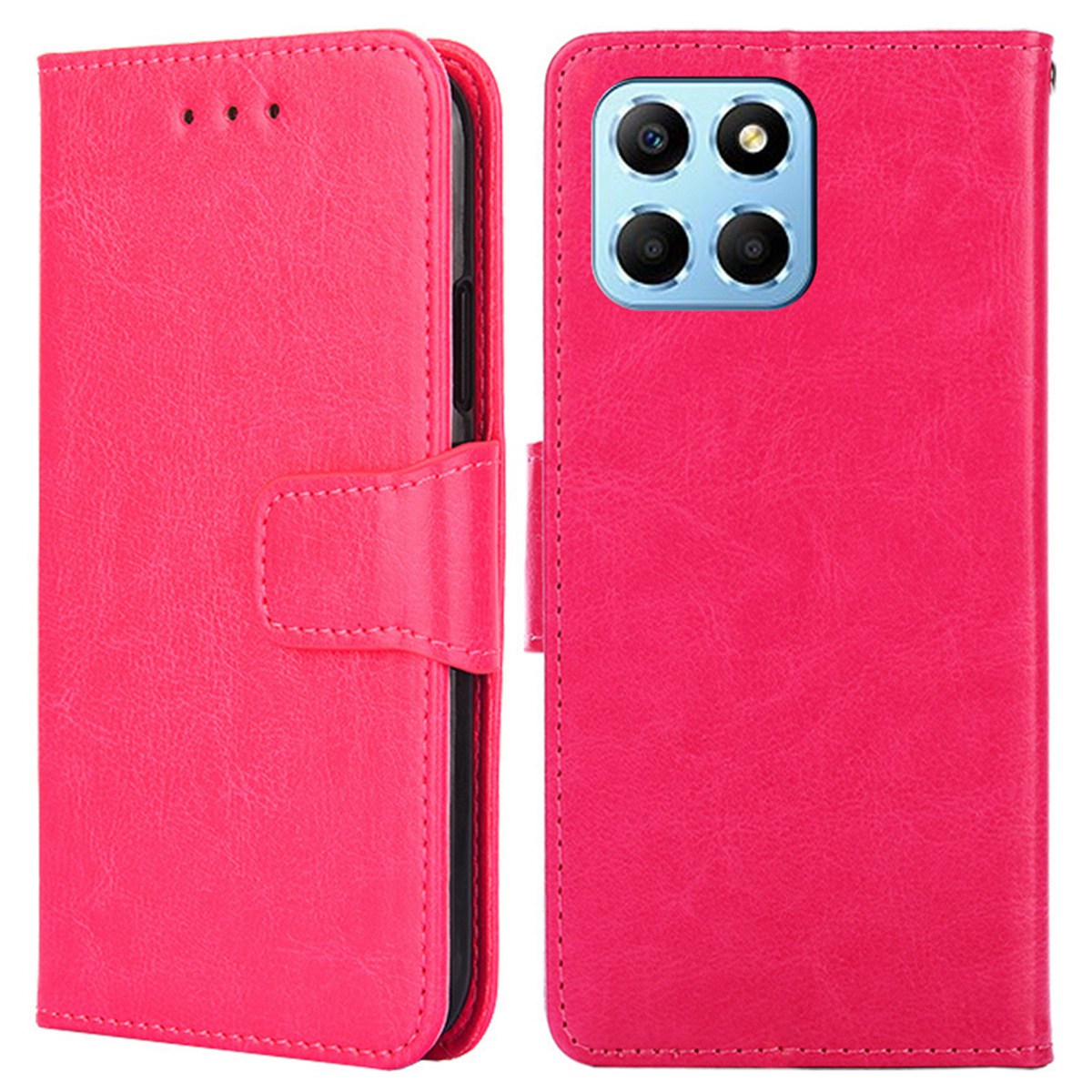 For Honor X8 5G / X6 4G Textured PU Leather Magnetic Clasp Phone Case Wallet Stand Drop-proof Inner TPU Cover