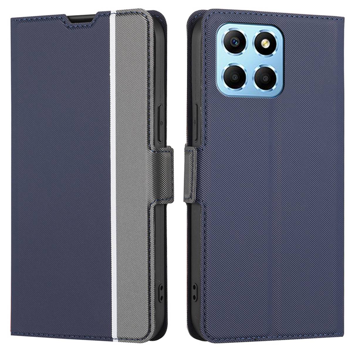 For Honor X8 5G / X6 4G Twill Texture PU Leather Stand Phone Case Dual Magnet Clasp Card Holder Anti-drop Cover