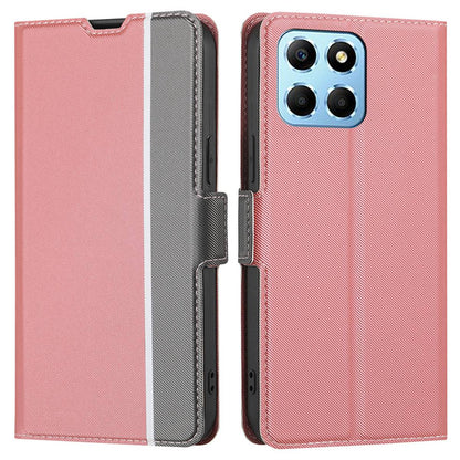For Honor X8 5G / X6 4G Twill Texture PU Leather Stand Phone Case Dual Magnet Clasp Card Holder Anti-drop Cover