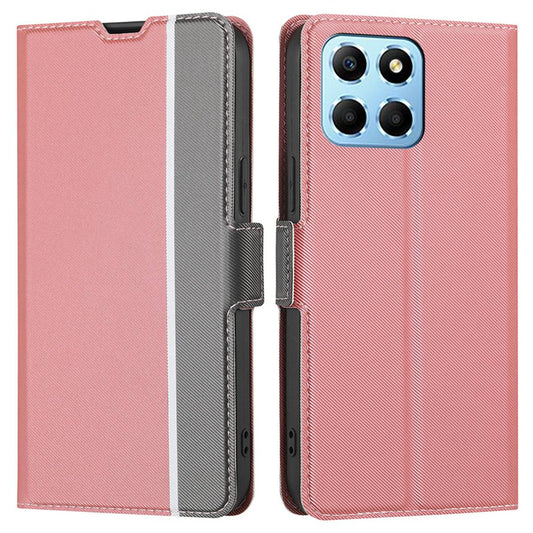 For Honor X8 5G / X6 4G Twill Texture PU Leather Stand Phone Case Dual Magnet Clasp Card Holder Anti-drop Cover