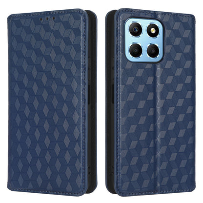 For Honor X6 4G / Play6C 4G / X8 5G Rhombus Pattern Imprinted Magnetic Closure Phone Cover PU Leather Flip Wallet Stand Drop-proof Phone Case