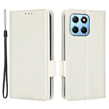 Anti-drop Litchi Texture Phone Cover for Honor X6 4G / Play6C 4G / X8 5G, PU Leather Dual Magnetic Clasp Flip Wallet Case