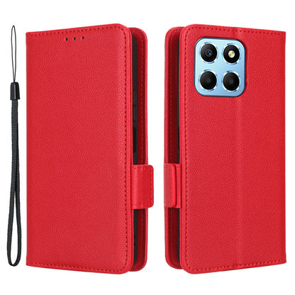 Anti-drop Litchi Texture Phone Cover for Honor X6 4G / Play6C 4G / X8 5G, PU Leather Dual Magnetic Clasp Flip Wallet Case