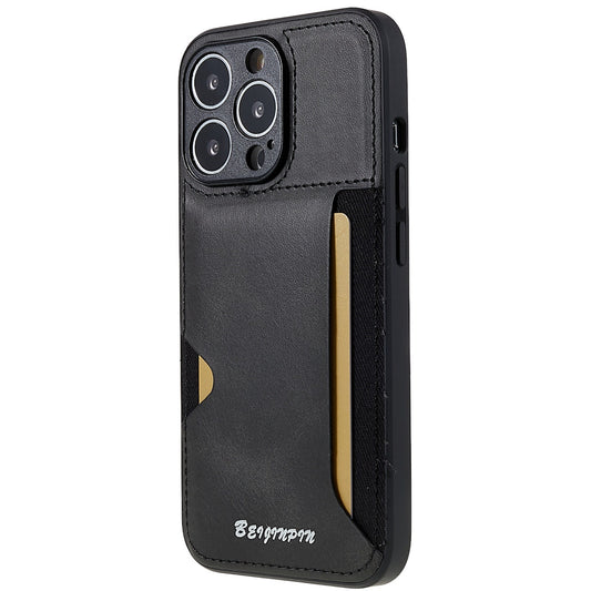Mobile Phone Cover for iPhone 13 Pro 6.1 inch, Precise Cutout Anti-scratch PU Leather+TPU+PC Protective Case with Card Slot